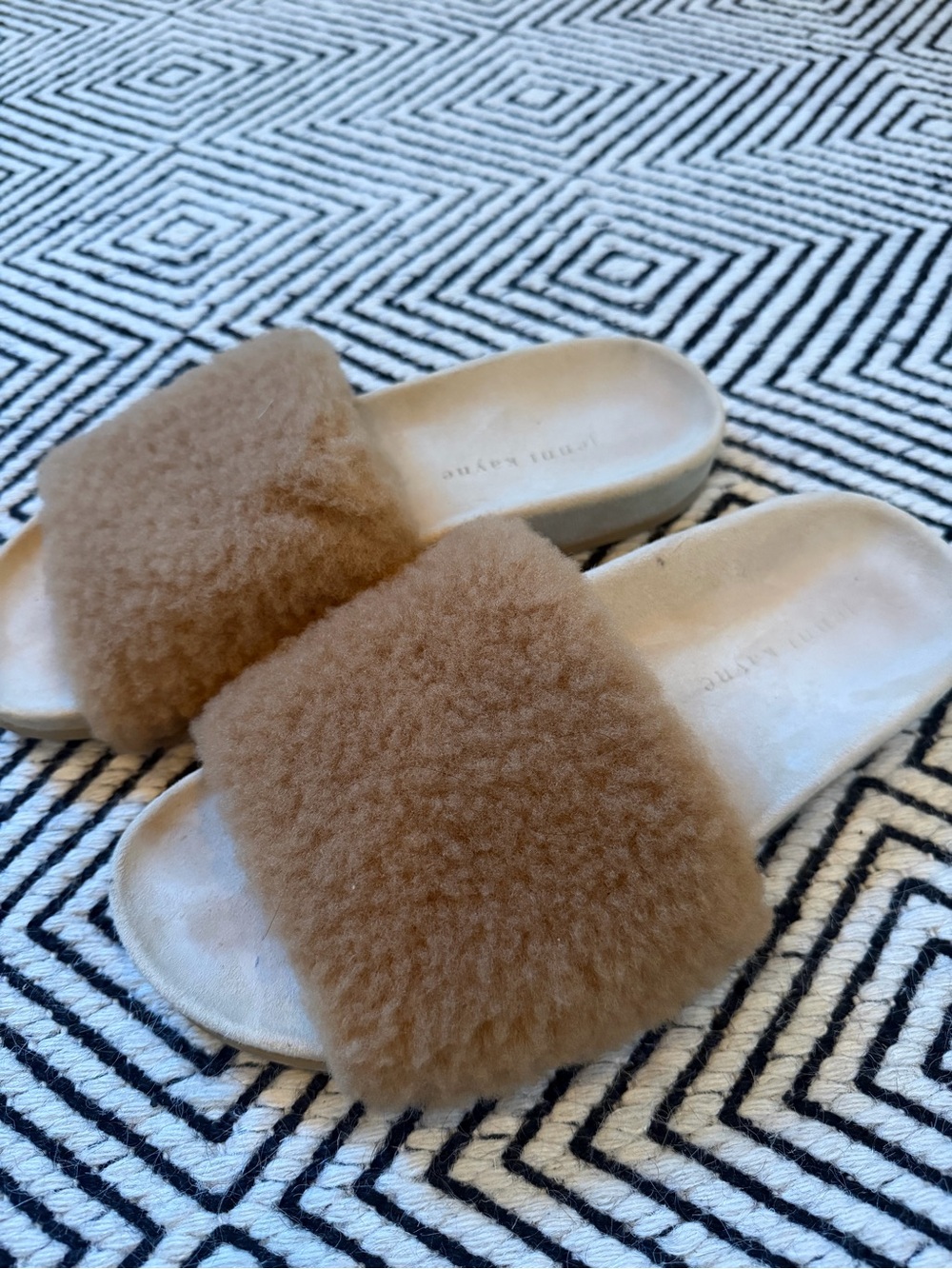 Jenni Kayne Plush Shearling Slide in Camel
